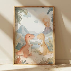 Dinosaur Nursery Wall Art, Gender Neutral Decor, Digital Download, Kids Room Wall Art, Dinosaur Watercolor Print, Perfect for Playroom