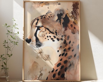 Cheetah Wall Art, Fun Animal Print Poster, Digital Download for Trendy Bedroom Decor, Elegant Animal Print Decor