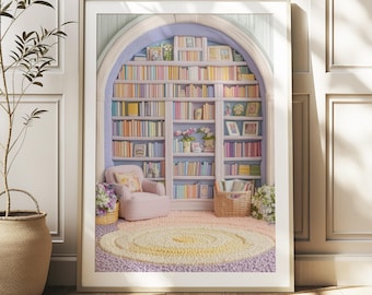 Spring Bookstore Wall Art, Vintage Bookshop Print, Cottagecore Decor, Book Lover Gift, Printable Wall Art