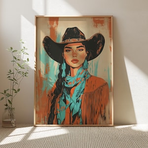 Cowgirl Wandkunst, Vintage Western Decor, Drucke als digitaler Download, trendige Wohnkultur, rustikale Cowgirl Ästhetik, einzigartiges Cowgirl Dekor