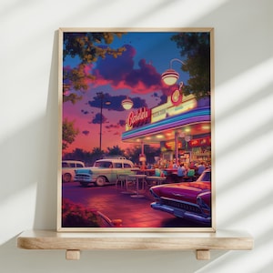 Retro Diner Wall Art, Vintage Kitchen Decor Print, 1950s Americana Poster, Fun Diner Vibes, Retro Art Print, Retro Decor, Printable Wall Art