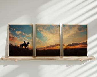 Cowboy Wall Art, Vintage Western Decor, Digital Download Prints, Wild West Nursery Art, Cowgirl Wall Decor, Rustic Home Decor
