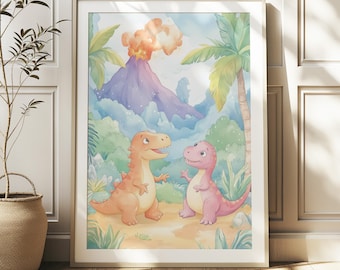 Dinosaur Nursery Prints, Playroom Decor, Cute Dino Wall Art for Kids, Kids Room Decor, Printable Wall Art, Dinosaur Wall Art