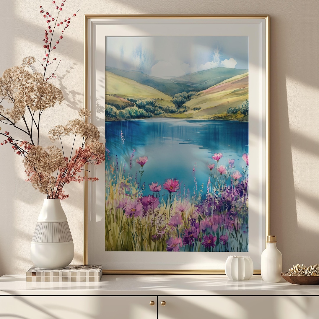 Wildflower Field Oil Painting, Large Wall Art Print, Framed Canvas ...