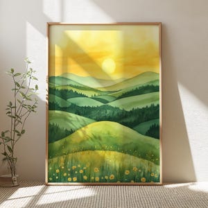 Watercolor Meadow Wall Art, Floral Landscape Print, Wildflower Decor, Home Decor Gift, Meadow Flowers Art Print, Nature Home Decor