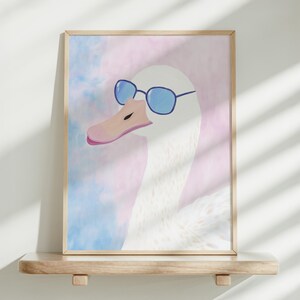 Silly Goose Wall Art, Cute Goose Poster, Pink Nursery Art, Farm Animal Printable, Pink Coquette Decor, Printable Goose Wall Art