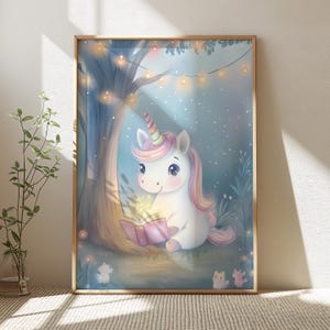 Colorful Unicorn Wall Art, Whimsical Playroom Decor, Kids Room Print, Magical Nursery Art, Rainbow Nursery Art, Digital Download