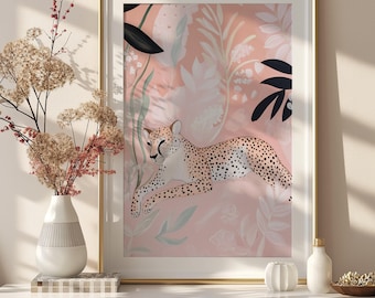 Light Pink Cheetah Wall Art, Stylish Animal Print Poster, Digital Download for Trendy Room Decor