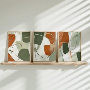 Gebrannte Orange und Sage Grün Wandkunst, Farbblock Kunst für Wohnkultur, moderner Boho-Stil, abstrakte Wandkunst, druckbare Kunst, Herbst Dekoration
