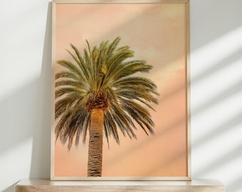 Palm Tree Wall Art Single, Tropical Wall Decor, Printable Art for Home, Digital Download, Beach House Art