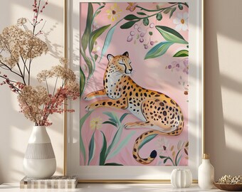 Light Pink Cheetah Wall Art, Trendy Animal Print Decor, Digital Download, Aesthetic Home Wall Decor