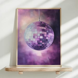 Disco Ball Poster, Retro Wall Art Print, Vintage Disco Decor, Digital Download, Funky Mirrorball Aesthetic, Perfect for Dorm Room