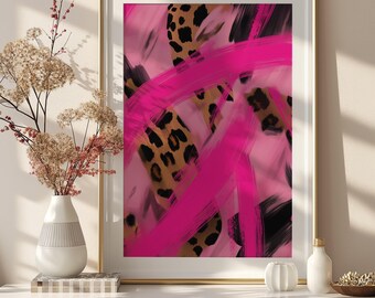 Light Pink Cheetah Wall Art, Stylish Animal Print Poster, Digital Download for Trendy Room Decor