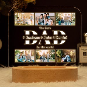 Personalized Photos Night Light, Fathers Day Gift, Gifts for Husband, Bedroom Night Light, Gift for Dad, Best Dad Ever, Custom Name Light