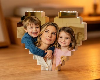 Custom Heart Mom Photo Building Block, Personalized Puzzle Block Puzzle Heart Shape, Building Bricks Puzzle, Photo Gifts Mothers Day Gifts
