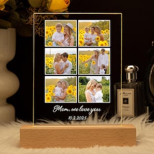 Personalized Photo Night Light Plaque, Photo Collage LED Light, Custom Photo Gifts for Mother&#39;s Day, Custom Frame, Photo Keepsake for Mom