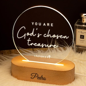 Personalized Bible Verse LED Light, Custom Favorite Bible Verse Gift, Christmas Gift Christian, Faith Based Decor, Religious LED Light