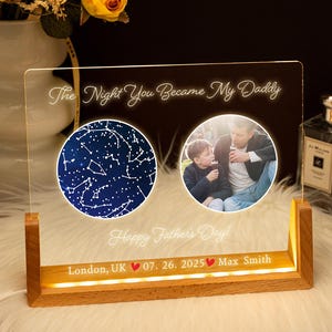 La nuit où vous êtes devenu mon père, carte des étoiles personnalisée, cadeau d'anniversaire pour papa pour la première fois, veilleuse, ciel nocturne par date impression nouveau papa