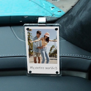Gepersonaliseerde paar foto autoklep clip, aangepaste paren romantisch rijden veilig cadeau, auto foto print cadeau, vriendin/vriendje foto aandenken