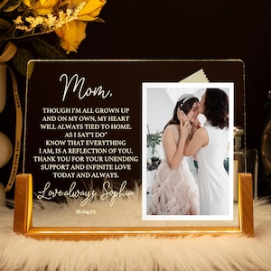 Luz de noche personalizada con letra escrita a mano, lámpara de noche con mensaje personalizado para mamá, regalo para la madre de la novia, regalo de boda de la novia, regalo para el Día de la Madre.