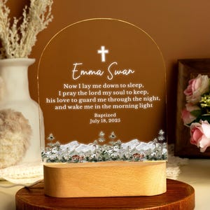 Personalized Baptism Night Lamp, Custom Baby Name Night Light, Baptism Gift for Newborn Boy/Girl, Christian Nursery Decor, Dedicated Gift