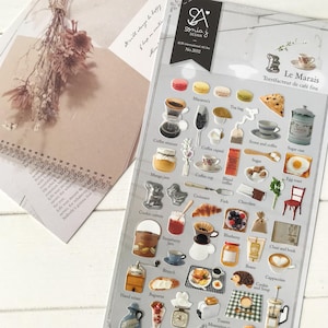Suatelier Aufkleber | Journaling | Planer Aufkleber | Scrapbooking Aufkleber | Kawaii Aufkleber | Lebensmittel Aufkleber | Café | Le Marais | 2032