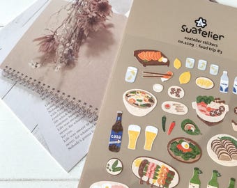 Suatelier Korean Paper Stickers | Food Trip Journal, Planner | 1109