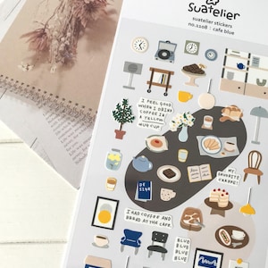 Suatelier Aufkleber | Journaling | Planer Aufkleber | Scrapbooking Aufkleber | Kawaii Aufkleber | Cafe Aufkleber | Cafe Blau | 1108