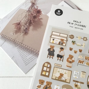 Suatelier Aufkleber | Journaling | Planer Aufkleber | Scrapbooking Aufkleber | Kawaii Aufkleber | GGumi Cafe | Teddybär Aufkleber | 1145