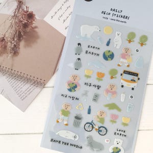 Suatelier Aufkleber | Journaling | Planer Aufkleber | Scrapbooking Aufkleber | Kawaii Aufkleber | Erde Aufkleber | Rette die Erde | 1179
