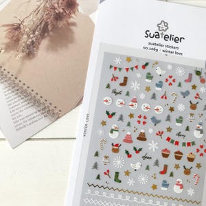 Adesivi Suatelier / Adesivi per diario / Adesivi per pianificatore / Adesivi per scrapbooking / Adesivi natalizi / Adesivi per unghie / Adesivi coreani / 1069
