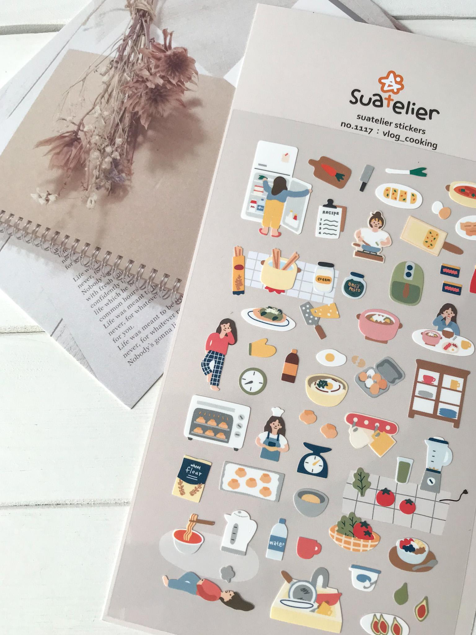 Suatelier Stickers | Journaling | Planner Stickers | Scrapbooking Stickers | Kawaii Stickers | Happy Moment | Vlog Cooking | 1117