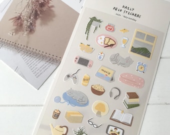 Suatelier Stickers | Journaling | Planner Stickers | Scrapbooking Stickers | Kawaii Stickers | Happy Sunday | Lazy Sunday | 1171