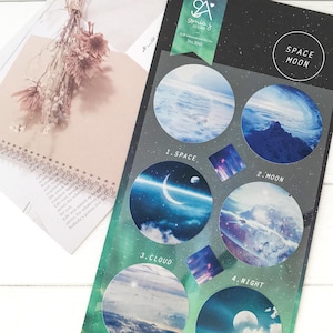 Adesivos Suatelier | Diário | Adesivos Planner | Adesivos Scrapbooking | Adesivos Kawaii | Adesivos Coreanos | Lua Espacial | 2041