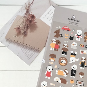 Suatelier Aufkleber | Journaling | Planer Aufkleber | Scrapbooking Aufkleber | Kawaii Aufkleber | Niedliche Aufkleber | Schöne Hundeaufkleber | 1096