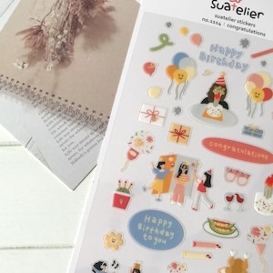 Suatelier Aufkleber | Journaling | Planer Aufkleber | Scrapbooking Aufkleber | Kawaii Aufkleber | Alles Gute zum Geburtstag | Herzlichen Glückwunsch | 1114