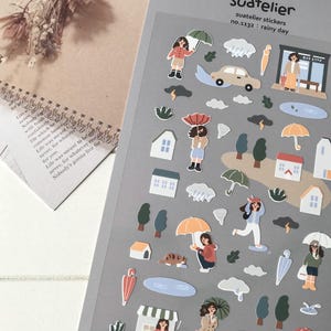 Suatelier Aufkleber | Journaling | Planer Aufkleber | Scrapbooking Aufkleber | Kawaii Aufkleber | Glücklicher Tag | Regentag | 1132