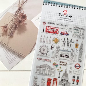 Adesivi Suatelier / Suatelier London / Adesivi per diario / Adesivi per planner / Adesivi per scrapbooking / Adesivi da viaggio / Adesivi coreani / 1017