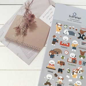 Suatelier Aufkleber | Journaling | Planer Aufkleber | Scrapbooking Aufkleber | Kawaii Aufkleber | Niedliche Aufkleber | Schöne Hundeaufkleber | 1125