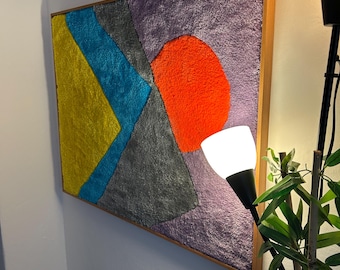 Moderna arte murale astratta trapuntata – Tappeto colorato fatto a mano / Grande arte tessile / Arazzo da parete per soggiorno / Decorazione unica per la casa