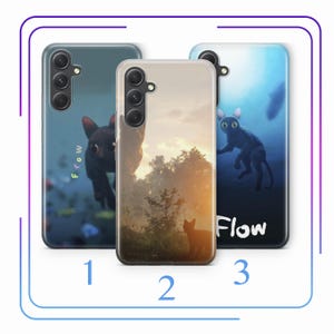 Funda Flow A3 para Samsung A13, A14, A15, A16, A25, A26, A33, A34, A35, A36, A53, A54, A55, A56, A72, A73 y más modelos con diseño de gato negro de dibujos animados.