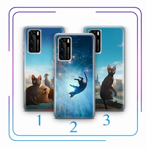Funda Flow A2 para Huawei P9, P10, P20, P30, P40 Lite PRO Plus, LG G5, G6, diseño de gato negro de dibujos animados, Straume, Animans, Friends Flood