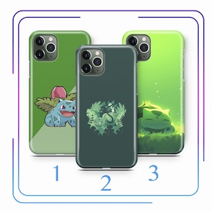Bisasam A6 Handytasche Hülle Für Apple iPhone 11 12 13 14 15 16 e PRO PLUS Mini MAX Modelle Cartoon-Tierheld Von einem Ball Gotta Catch Em