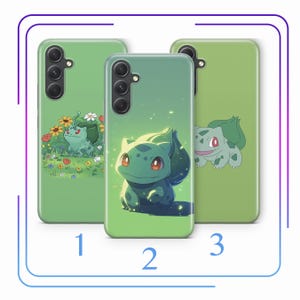 Könnte beinhalten: Drei grüne Smartphone-Hüllen mit einer Zeichentrickfigur. Hülle 1 zeigt die Figur in einem Blumenfeld. Hülle 2 zeigt eine leuchtende Figur mit Lichteffekten. Hülle 3 zeigt die Figur auf einem einfarbigen grünen Hintergrund. Jede Hülle hat eine Kamera.