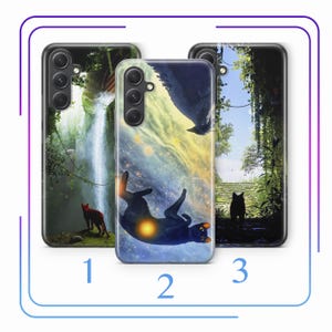 Funda Flow A1 para Samsung A13, A14, A15, A16, A25, A26, A33, A34, A35, A36, A53, A54, A55, A56, A72, A73 y más modelos con diseño de gato negro de dibujos animados.