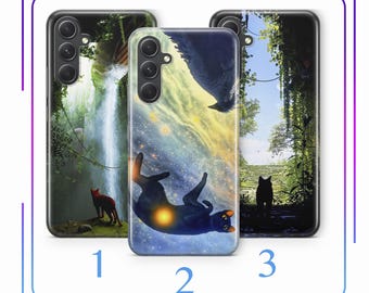 Flow A1 Phone Case Cover For Samsung A14 A15 A16 A17 A25 A26 A33 A34 A35 A36 A53 A54 A55 A56 A72 A73 + More Models Cartoon Black Cat Straume