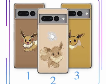 Capa para celular Eevee A3 para Google Pixel 6 6A 7 7A 8 8A 9 9A 10 Pro XL - Herói Animal de Desenho Animado Saindo de uma Bola - Tem Que Pegar Todos!