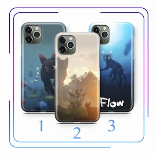 Funda Flow A3 para iPhone 11, 12, 13, 14, 15, 16, e, PRO PLuS, MiNI MAX, dibujos animados, gato negro, Straume, Animans, amigos, inundación