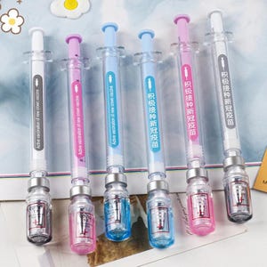 3 stylos gel seringues uniques pour vaccins || Stylos d'écriture amusants et colorés pour les étudiants et le bureau