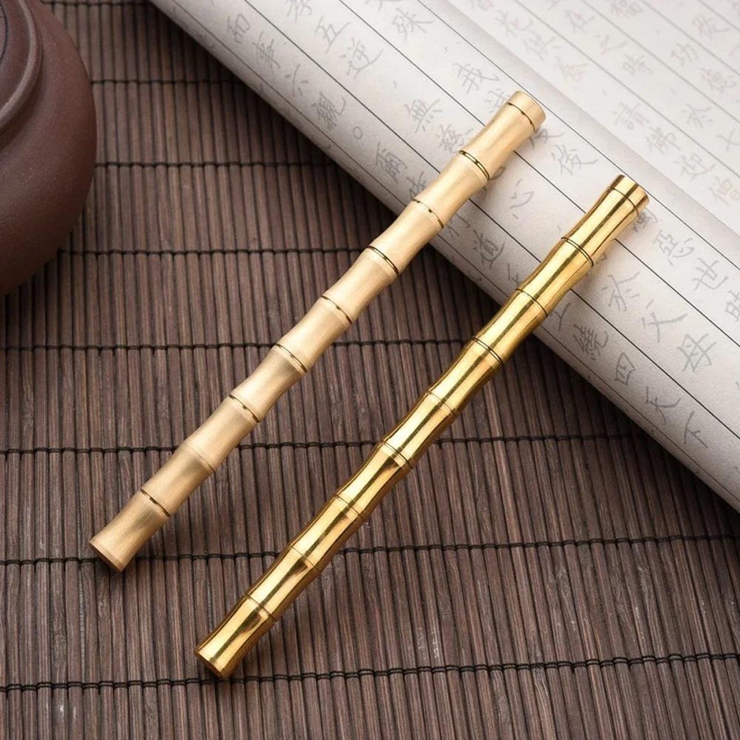 Elegant Bamboo-inspired Metal Rollerball Pen || Premium Writing ...